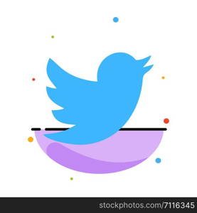 Network, Social, Twitter Abstract Flat Color Icon Template