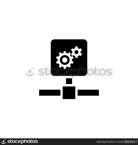 Network System Settings. Flat Vector Icon illustration. Simple black symbol on white background. Network System Settings sign design template for web and mobile UI element. Network System Settings Flat Vector Icon