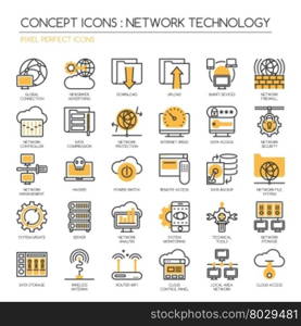 Network Technology , thin line icons set ,pixel perfect icons