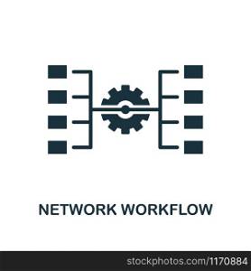 Network Workflow icon. Monochrome style design from big data collection. UI. Pixel perfect simple pictogram network workflow icon. Web design, apps, software, print usage.. Network Workflow icon. Monochrome style design from big data icon collection. UI. Pixel perfect simple pictogram network workflow icon. Web design, apps, software, print usage.
