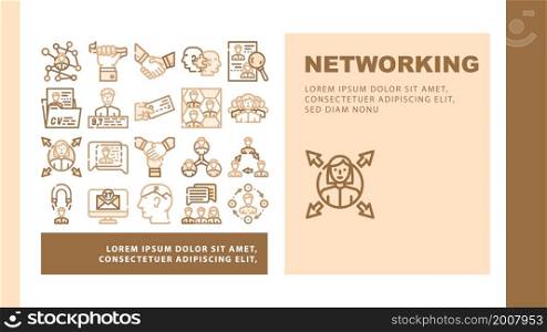 Networking Global Communication Landing Web Page Header Banner Template Vector. People Networking Connection And Discussion, Cards Exchange And Direction Choice, Personal Rating Team Work Illustration. Networking Global Communication Landing Header Vector