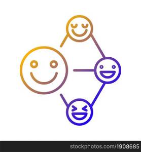 Networking talent gradient linear vector icon. Build relationship ability. Communication and cooperation aptitude. Thin line color symbol. Modern style pictogram. Vector isolated outline drawing. Networking talent gradient linear vector icon