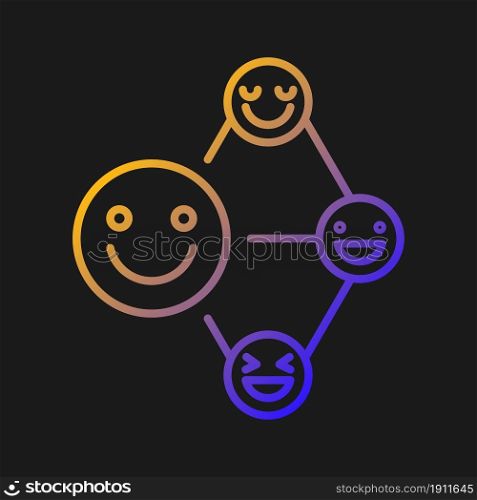 Networking talent gradient vector icon for dark theme. Build relationship ability. Empathy and listening skills. Thin line color symbol. Modern style pictogram. Vector isolated outline drawing. Networking talent gradient vector icon for dark theme