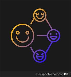 Networking talent gradient vector icon for dark theme. Build relationship ability. Empathy and listening skills. Thin line color symbol. Modern style pictogram. Vector isolated outline drawing. Networking talent gradient vector icon for dark theme