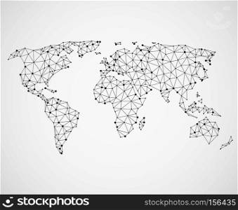 Networking world map texture, low poly earth map. Vector global communication concept. Illustration map of world digital net. Networking world map texture, low poly earth. Vector global communication concept