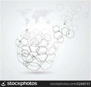 Networks -abstract globe symbol, internet and social network concept.