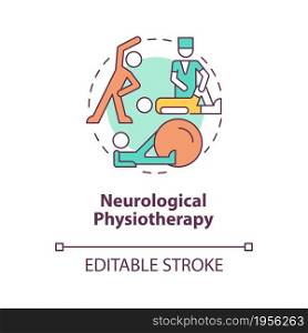 Neurological physiotherapy concept icon. Physical rehabilitation after injury. Healthcare abstract idea thin line illustration. Vector isolated outline color drawing. Editable stroke. Neurological physiotherapy concept icon