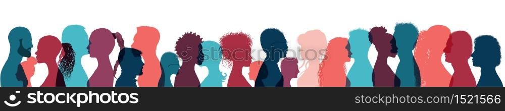 Neurology and psychiatry psychology concept.Silhouette human heads group people profile.Mental health education therapy. Cognition intelligence and memory.Thinking person. Help assistance