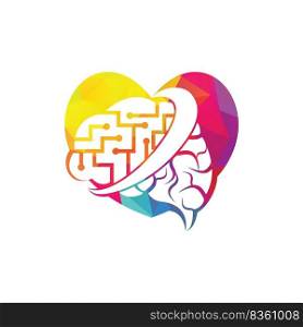 Neurology Logo template design. Digital brain in heart shape logo design.	