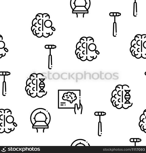 Neurology Medicine Seamless Pattern Vector Thin Line. Illustrations. Neurology Medicine Seamless Pattern Vector