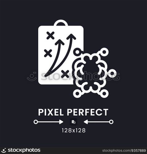 Neuromarketing strategies white solid desktop icon. Consumer behavior. Brain activity. Pixel perfect 128x128, outline 4px. Silhouette symbol for dark mode. Glyph pictogram. Vector isolated image. Neuromarketing strategies white solid desktop icon