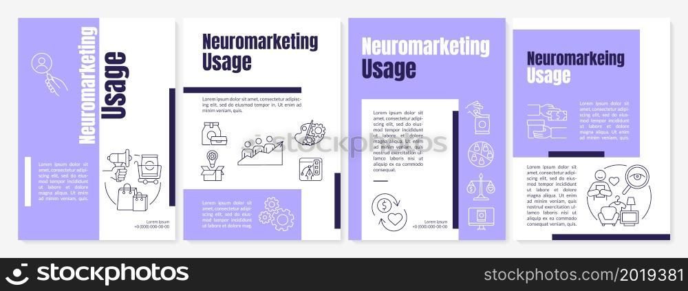 Neuromarketing utilization brochure template. Sales optimization. Flyer, booklet, leaflet print, cover design with linear icons. Vector layouts for presentation, annual reports, advertisement pages. Neuromarketing utilization brochure template