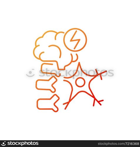 Neuromuscular gradient linear vector icon. Brain and nerve damage. Neurological disease. Spinal cord injury. Thin line color symbol. Modern style pictogram. Vector isolated outline drawing. Neuromuscular gradient linear vector icon