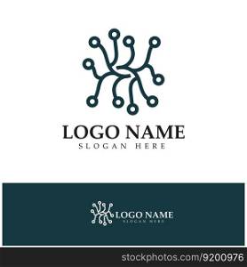 Neuron logo or nerve cell logo design,molecule logo illustration template icon with vector concept 