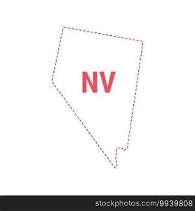 Nevada US state map outline dotted border. Vector illustration. Two-letter state abbreviation.. Nevada US state map outline dotted border