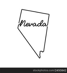Nevada US state outline map with the handwritten state name. Continuous line drawing of patriotic home sign. A love for a small homeland. T-shirt print idea. Vector illustration.. Nevada US state outline map with the handwritten state name. Continuous line drawing of patriotic home sign