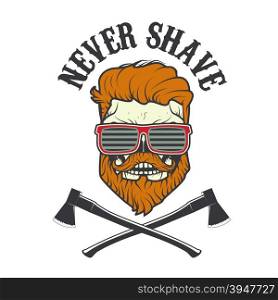 never shave . vector illustration. Never Shave. Skull with beard and two axes. Vector illustration.