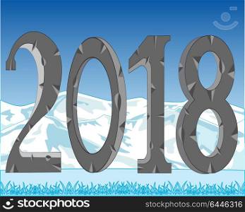 New approaching 2018. New approaching 2018 on turn blue background and snowflakes