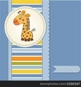 new baby boy announcement card with giraffe