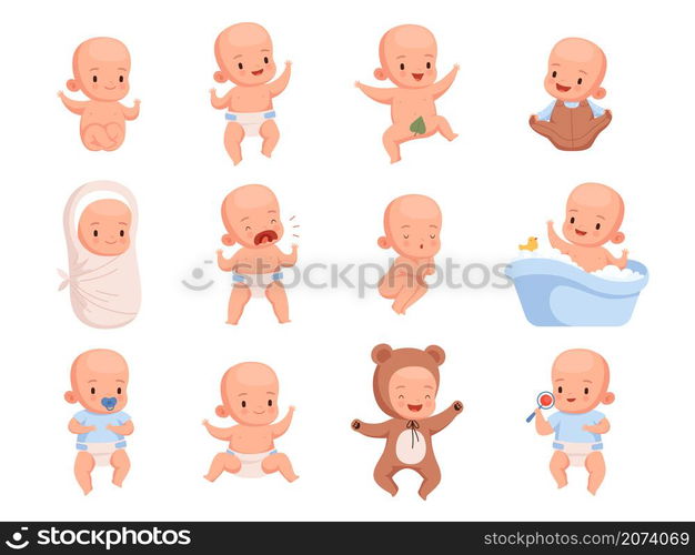 New born babies. Sleeping infant childrens smile cute little characters nowaday vector illustrations. Infant and newborn baby, child smiling. New born babies. Sleeping infant childrens smile cute little characters nowaday vector illustrations