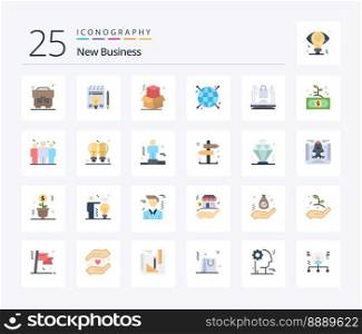 New Business 25 Flat Color icon pack including shopping. laptop. business. business. globe