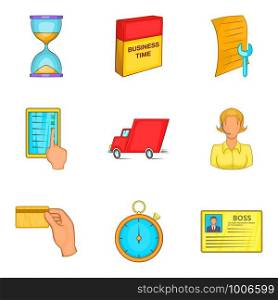 New career icons set. Cartoon set of 9 new career vector icons for web isolated on white background. New career icons set, cartoon style