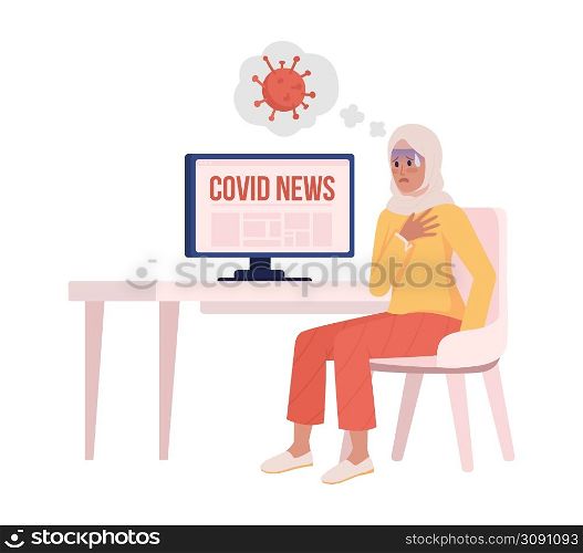 New covid variant semi flat color vector character. Sitting figure. Full body person on white. Pandemic simple cartoon style illustration for web graphic design and animation. Bebas Neue font used. New covid variant semi flat color vector character