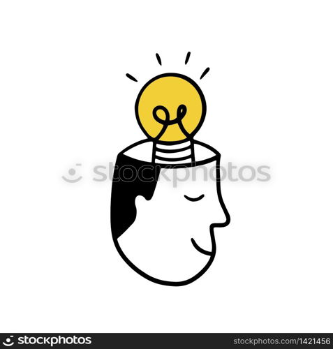 New creative idea. Man found an idea. Hand drawn vector illustration.