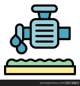 New drip system icon outline vector. Water garden. Farm pipe color flat. New drip system icon vector flat