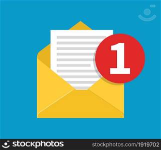 New Email, incoming message. Mail icon. concept of incoming email message, mail delivery service for social network, web or mobile app. Vector illustration in flat style. New Email, incoming message