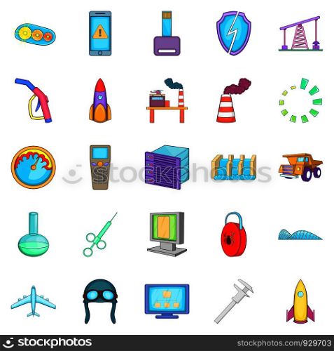 New equipment icons set. Cartoon set of 25 new equipment vector icons for web isolated on white background. New equipment icons set, cartoon style