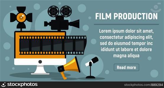 New film production concept banner. Flat illustration of new film production vector concept banner for web design. New film production concept banner, flat style