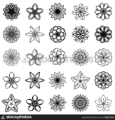New flower icon set. Simple set of new flower vector icons for web design isolated on white background. Flower icon set, simple style