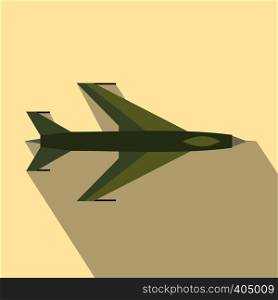 New flying jet fighter flat icon for web and mobile devices. New flying jet fighter flat icon