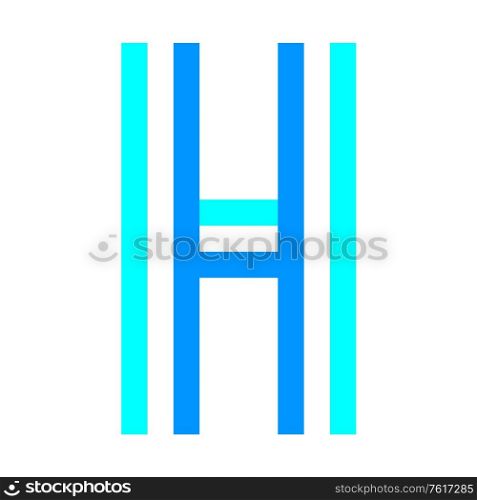 New font folded from two blue paper tapes. Trendy alphabet, vector letter H. New font folded from two blue paper tapes. Trendy alphabet, vector letter A