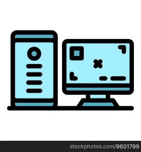 New gamer pc icon outline vector. Online app. Sport electronic color flat. New gamer pc icon vector flat