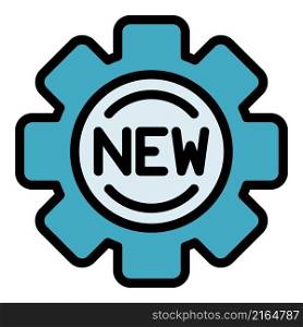 New gear campaign icon. Outline new gear campaign vector icon color flat isolated. New gear campaign icon color outline vector
