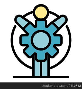 New gear wheel icon. Outline new gear wheel vector icon color flat isolated. New gear wheel icon color outline vector