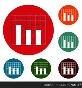 New graph icons circle set vector isolated on white background. New graph icons circle set vector