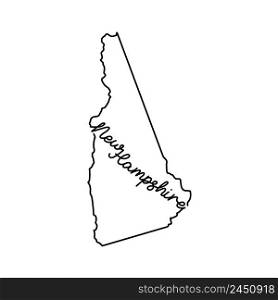 New H&shire US state outline map with the handwritten state name. Continuous line drawing of patriotic home sign. A love for a small homeland. T-shirt print idea. Vector illustration.. New H&shire US state outline map with the handwritten state name. Continuous line drawing of patriotic home sign