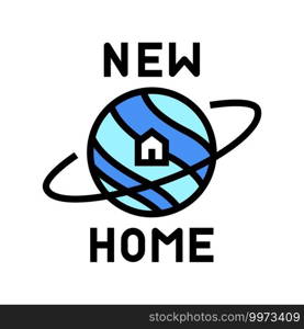 new home in space color icon vector. new home in space sign. isolated symbol illustration. new home in space color icon vector illustration
