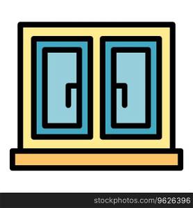 New house window icon outline vector. Work tool. Hand saw color flat. New house window icon vector flat