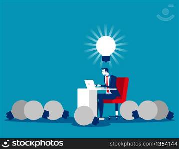New idea for startup. Business man working. Concept business light bulb vector illustration.