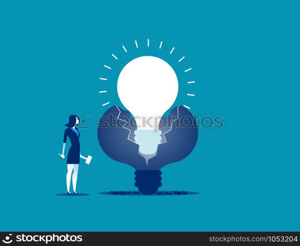 New ideas. Businesswoman make new ideas. Concept business vector illustration.