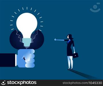 New ideas. Hand squeeze bulb. Concept business vector illustration.