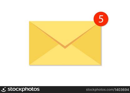 New incoming messages icon with notification. Envelope with incoming message.