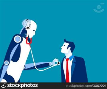 New kind of doctor technology. Concept health vector illustration, Artificial intelligence, Robot, Cyborg.