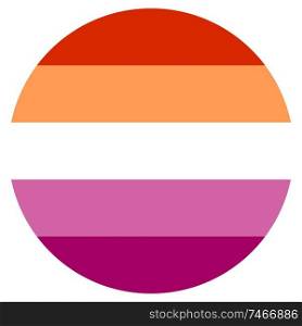 New Lesbian pride flag created in 2018, round shape icon on white background. LGBT Flag, round shape icon on white background