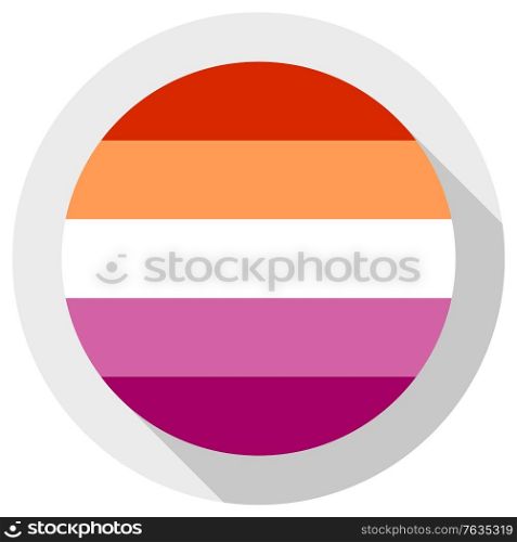 New Lesbian pride flag created in 2018, round shape icon on white background