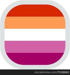 New Lesbian pride flag created in 2018, rounded square shape icon on white background, vector illustration. rounded square with flag pride lgbt